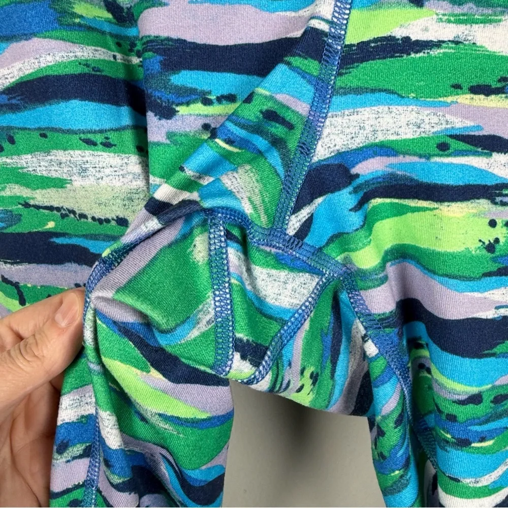 Lululemon Wunder Under Green Blue Crop In Seven Wonders Multi Leggings Size 12